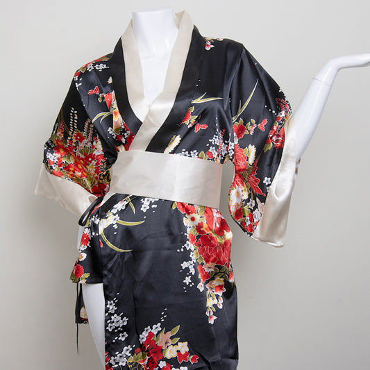 Fun Lingerie Women's Uniform Temptation Deep V Print Japanese Kimono Sexy Suit