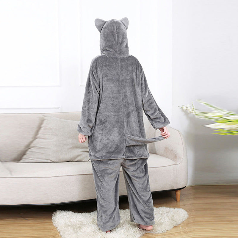 One-piece Pajamas Cute Tongue Husky Men And Women