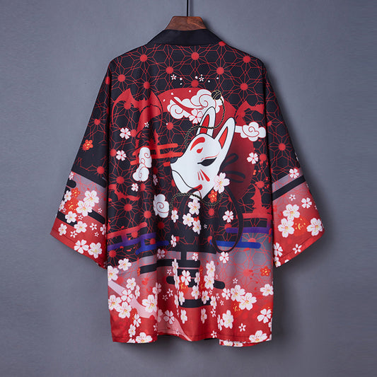Printed Kimono Cloak Coat Road Robe Pajamas Cardigan Women