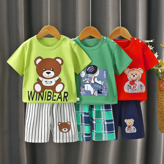 Children's Short-sleeved Shorts Suit T-shirt Cotton Class A Two-piece Set