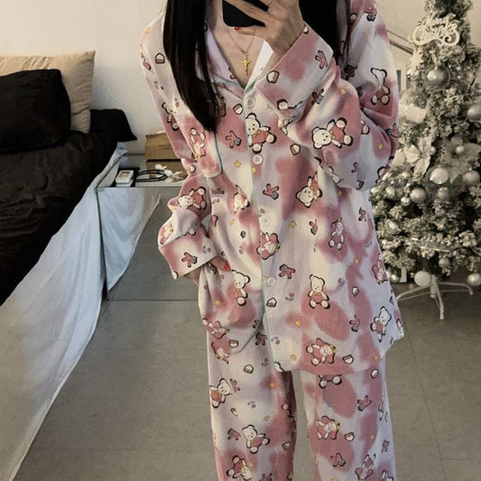 Japanese Sweet Cartoon Long Sleeved Pajamas For Women