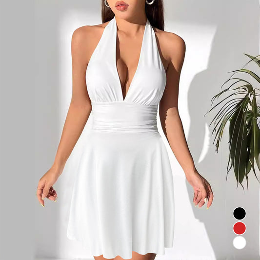 Women's Hot Sale V-neck Lace Up Tight Pleated Skirt