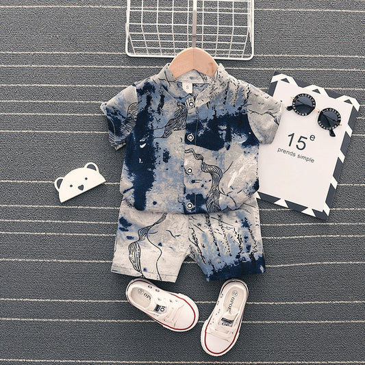 Ink Wash Children's Set Casual And Comfortable Two-piece Set