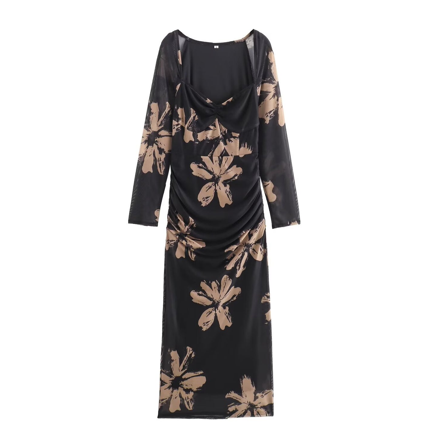 Simple Mesh Printed Sheath Dress