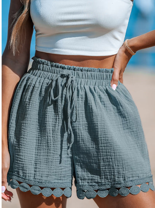 Women's Fashion Lace Beach Casual Loose Lace-up Shorts
