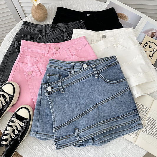Irregular Denim Sheath Half-length Pants Casual Shorts