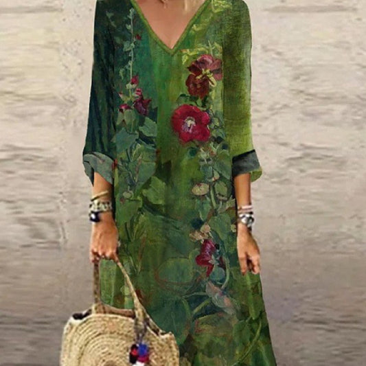 Women's Fashion Abstract Printing Long Dress