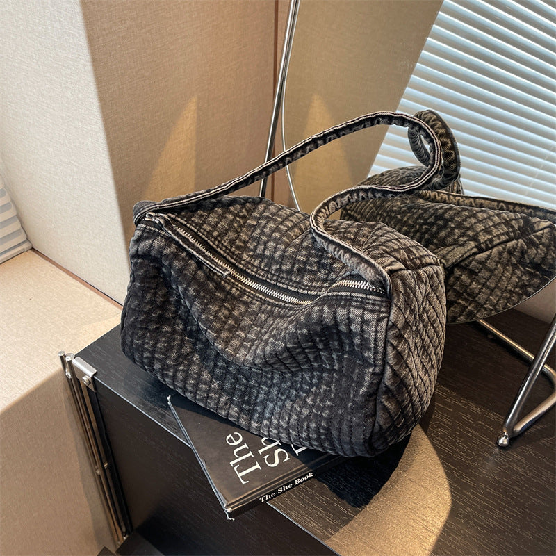 Women's Washed Denim Fashion Large Capacity Shoulder Bag