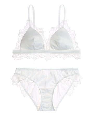 French Thin Lingerie Seamless Smooth Satin Comfort Silky Bra Set