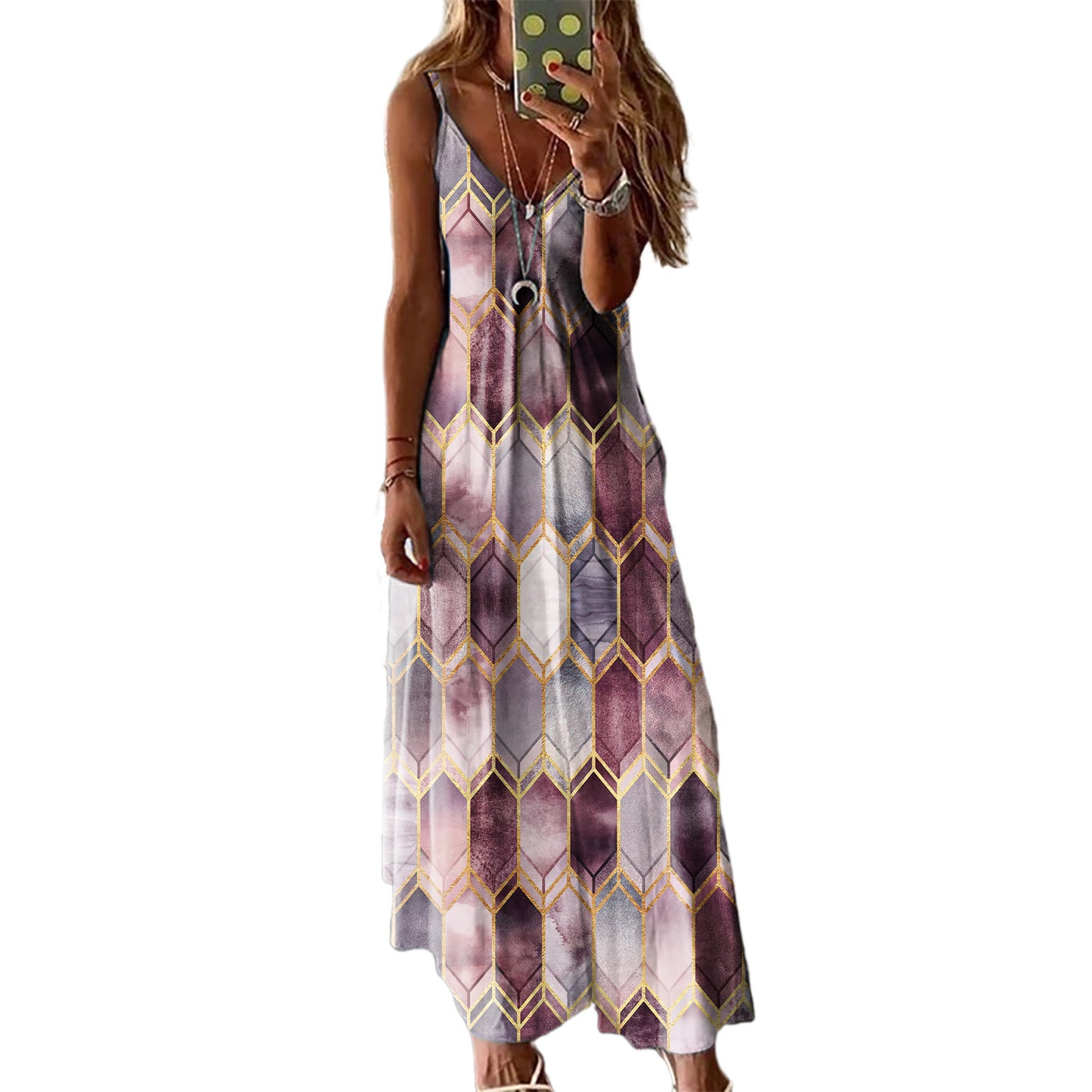 Summer Casual Printed Camisole Long Dress