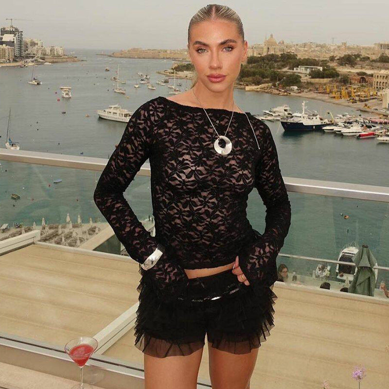 European And American Fashion Sexy Lace Low Waist Base Shorts