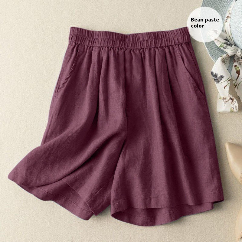 Artistic Retro Leisure Draping Cotton And Linen Wide-leg Pants For Women