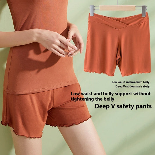 Summer Anti-exposure Belly Support Summer Thin Leggings Shorts Low Waist Plus Size