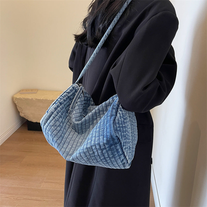 Women's Washed Denim Fashion Large Capacity Shoulder Bag