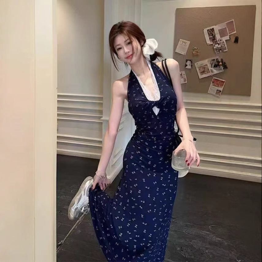 Temperament Halter Floral Skirt Dress