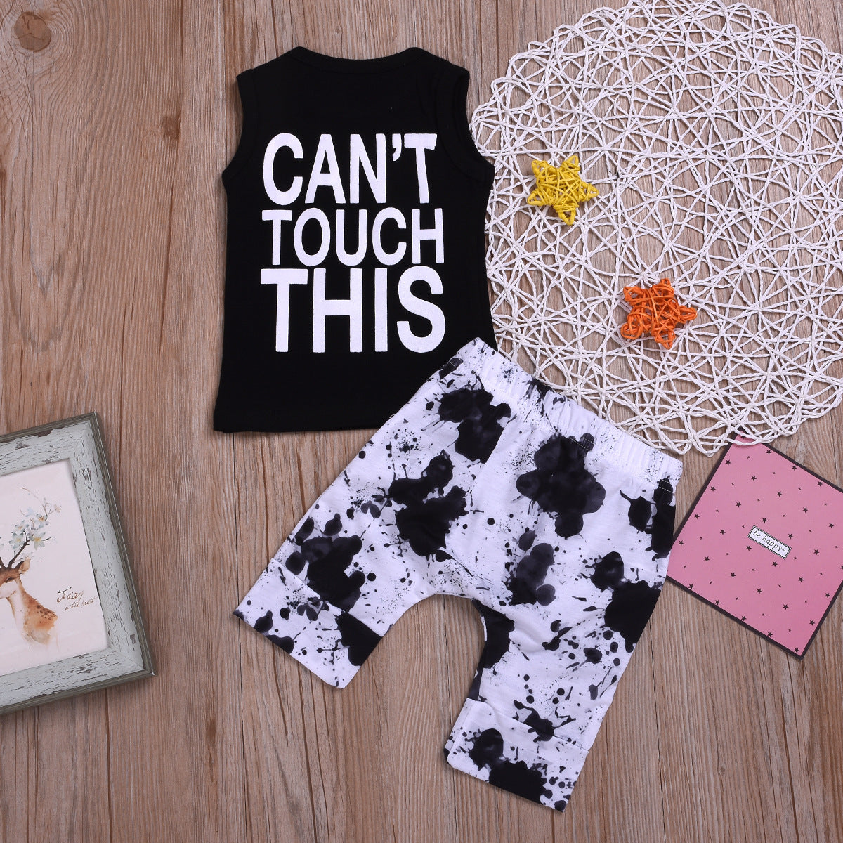 Children's Clothing Sleeveless For Boy Cactus Letter Two-piece Set