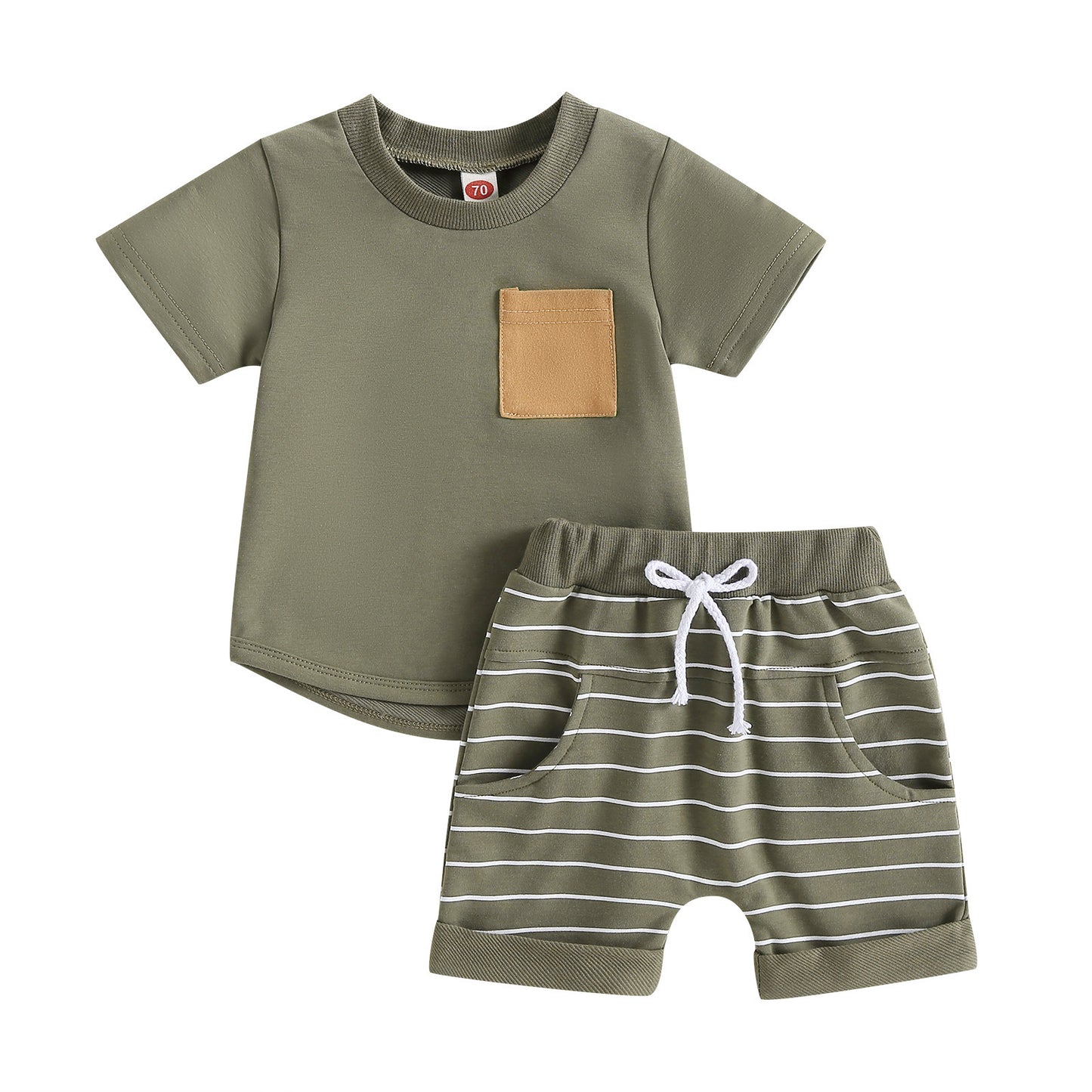 Boys' T-shirt Striped Shorts Suit