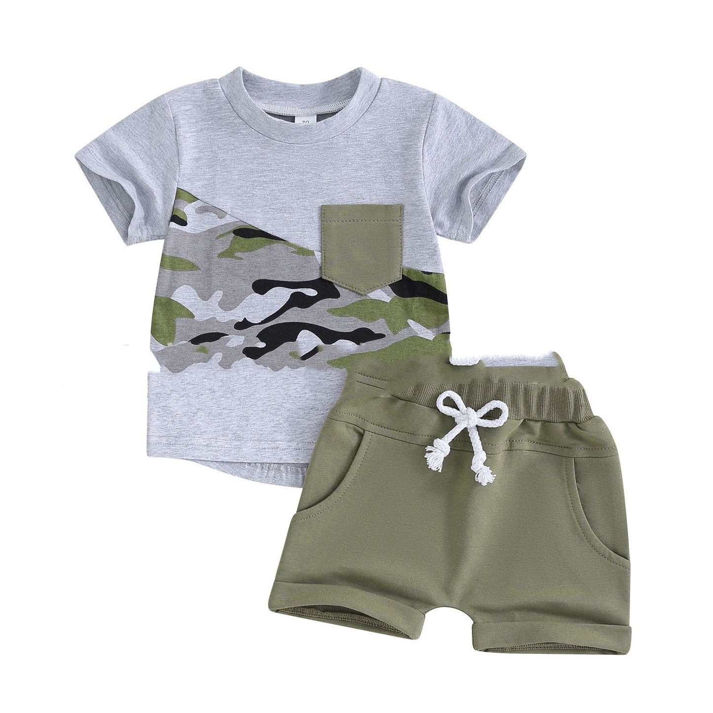 Camouflage Children's Short Sleeve Top Shorts Suit