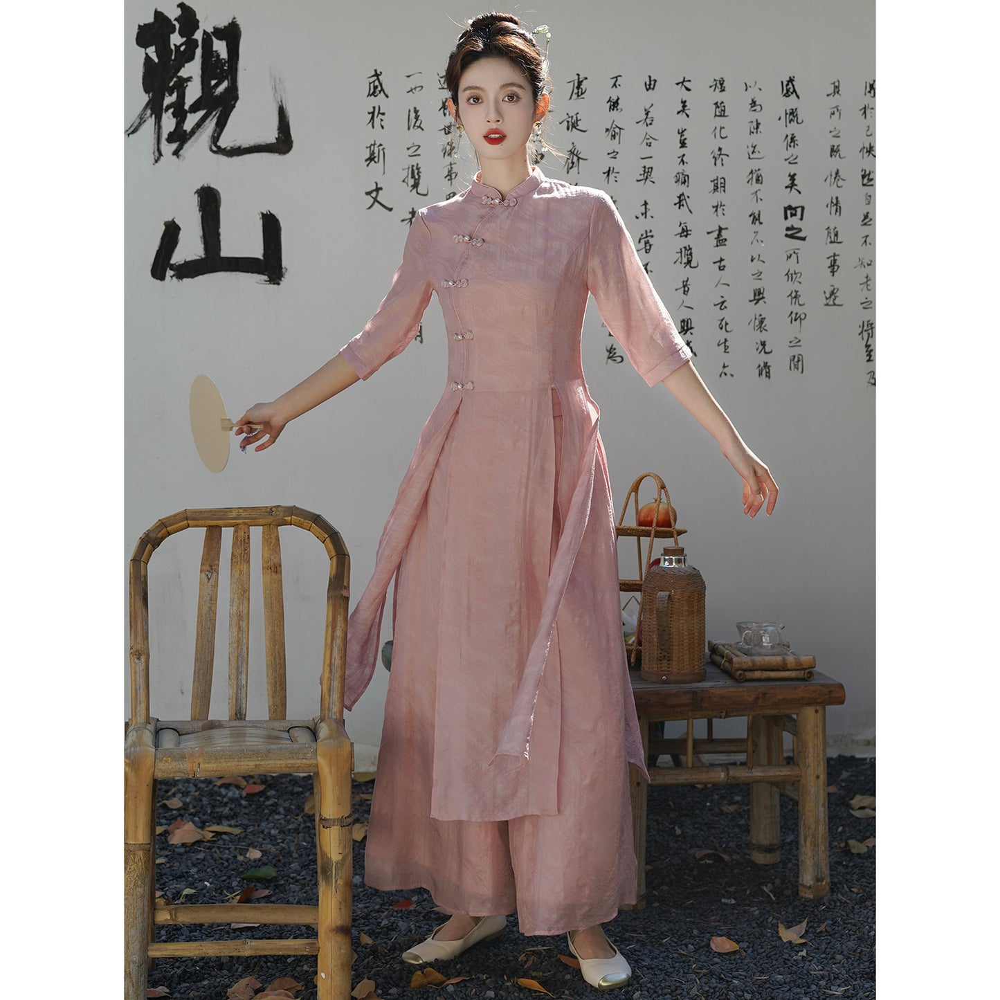 Zen Plate Buckle Women's Chinese Tea Clothing Dress