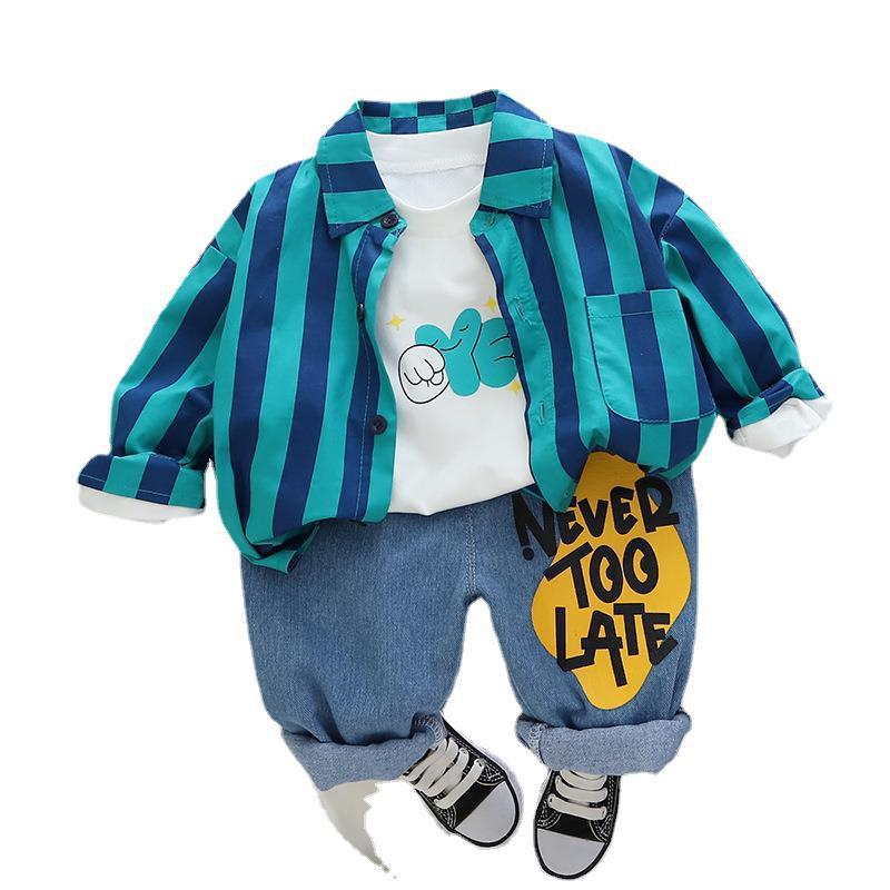 Children's Casual Long Sleeve Shirt Cardigan Jeans Suit