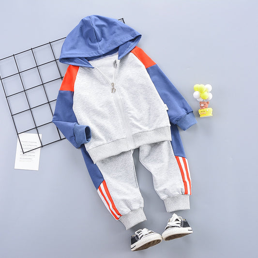 Boys Two-piece Children's Fashion Zipper Shirt Sports Pants Suit 1-3 Years Old