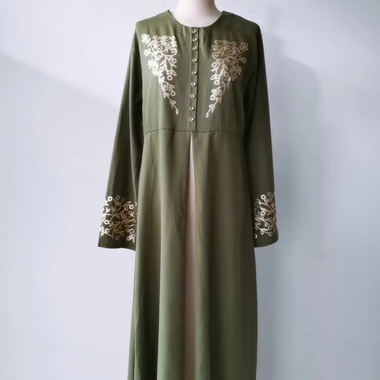 Contrast Color Slim Fit Temperament Long Dress Gilding Stitching