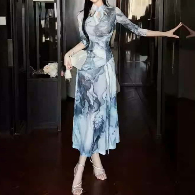 Chinese Improved Cheongsam Temperament Slim And Sexy High Slit Dress