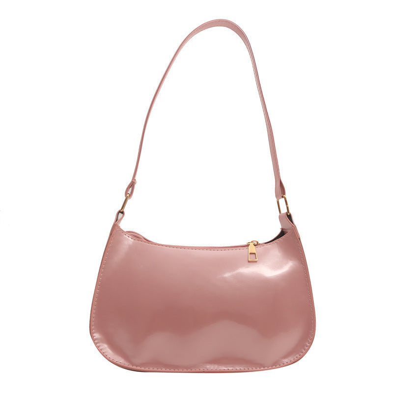 Underarm Bag Women's Portable Patent Leather Solid Color Glossy Crossbody Bag