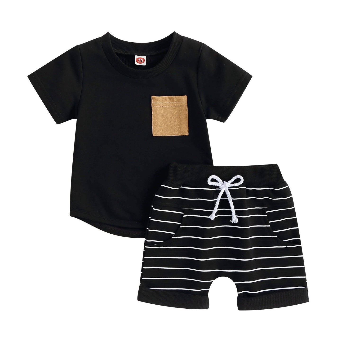 Boys' T-shirt Striped Shorts Suit