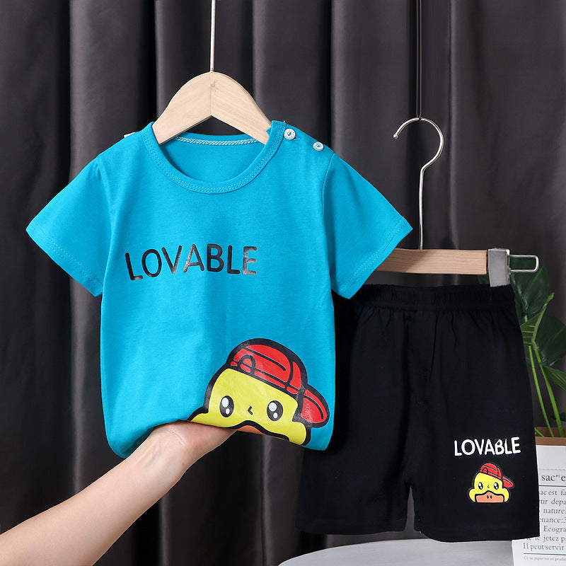 Children's Short-sleeved Shorts Suit T-shirt Cotton Class A Two-piece Set