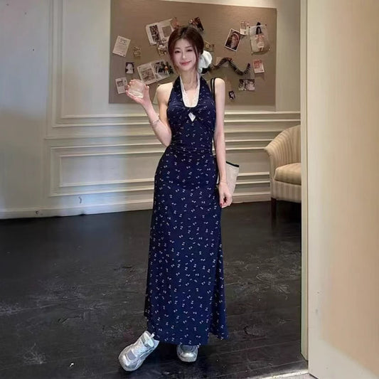 Temperament Halter Floral Skirt Dress