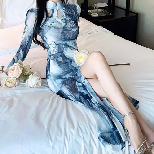 Chinese Improved Cheongsam Temperament Slim And Sexy High Slit Dress