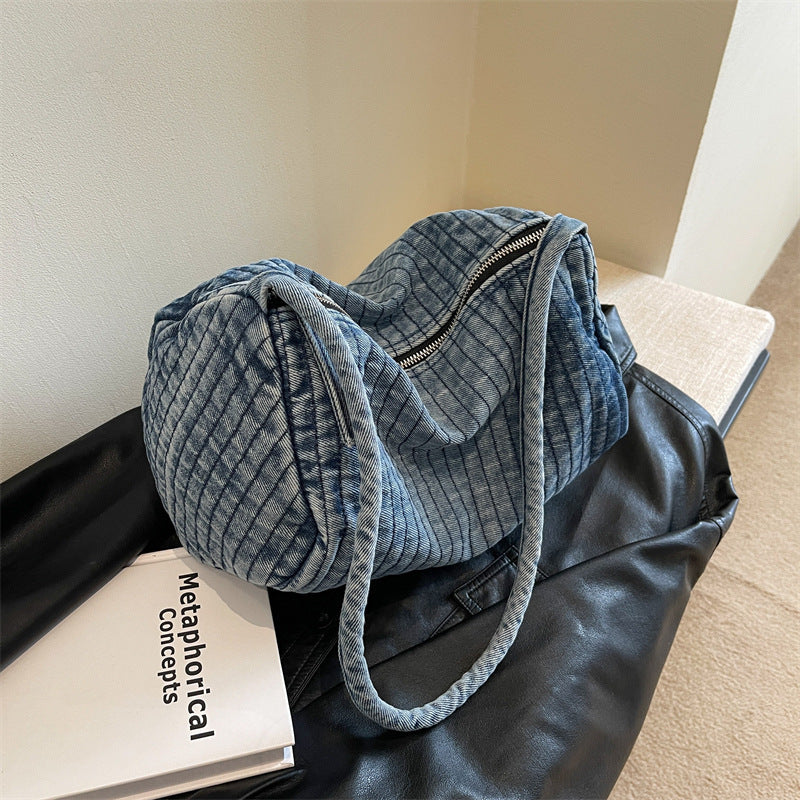 Women's Washed Denim Fashion Large Capacity Shoulder Bag