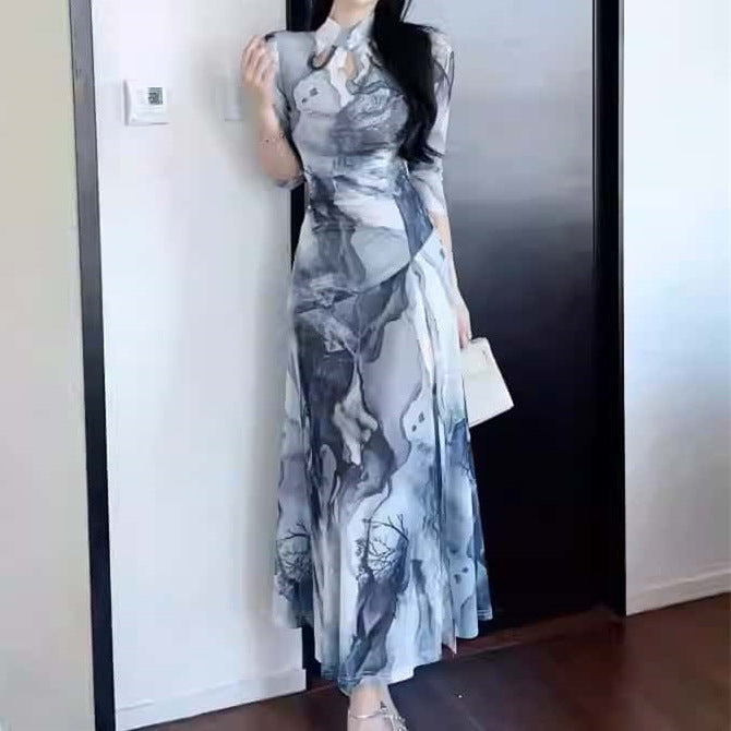 Chinese Improved Cheongsam Temperament Slim And Sexy High Slit Dress