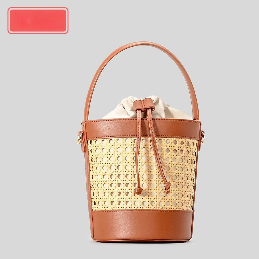 New Hand-woven Rattan Bucket Bag For Women