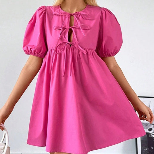 Bow Front Lace-up Jumpsuit A- Line Skirt