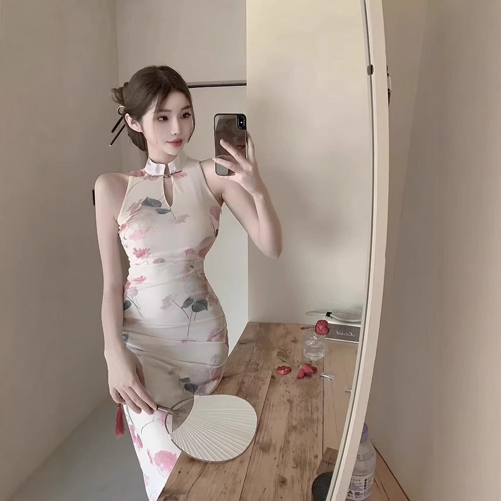 Chinese Style Improved Cheongsam Dress Sexy Tight Split Hip