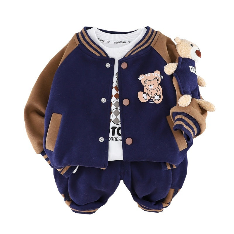 Children Fashionable Long Sleeve Three-piece Sweater Set