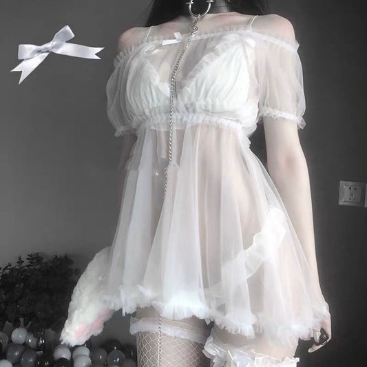 Sexy Mesh Skirt Scheming Design Western Style Waist Reduction Age Reducing Sexy Lingerie