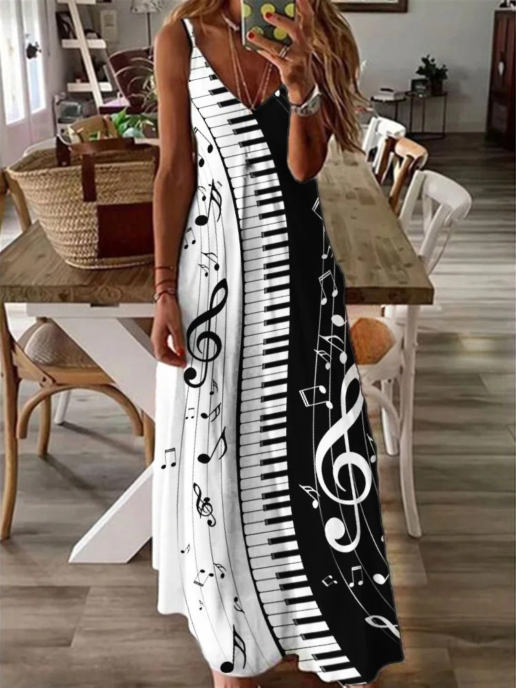 Summer Casual Printed Camisole Long Dress