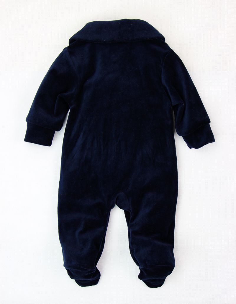 Velvet Baby Jumpsuit With Foot-wrapped Romper