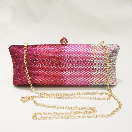 Gradient Rhinestone Women's Dinner Clutch Shoulder Bag