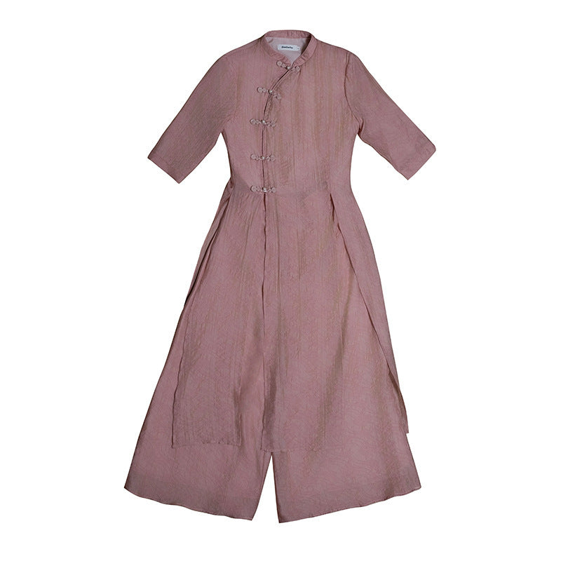 Zen Plate Buckle Women's Chinese Tea Clothing Dress