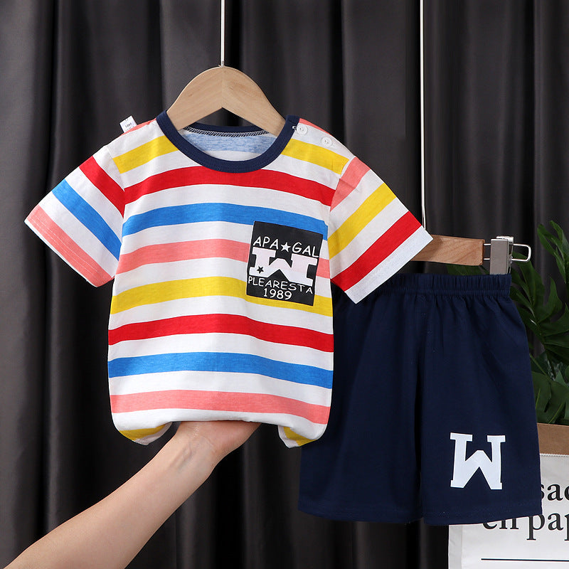 Children's Short-sleeved Shorts Suit T-shirt Cotton Class A Two-piece Set
