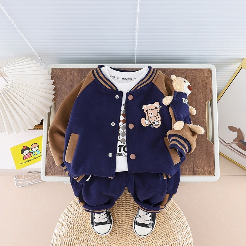 Children Fashionable Long Sleeve Three-piece Sweater Set