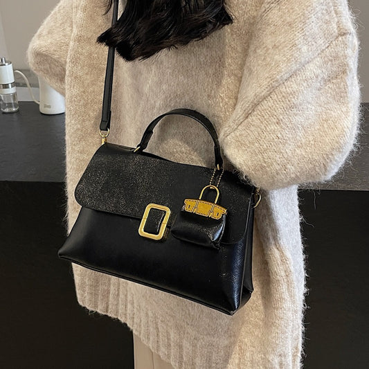 Women's Fashion Messenger Bag Double-layer All Match With Zipper
