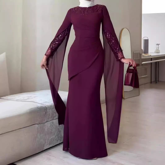 New Sequin Stitching Irregular Cinched Dress