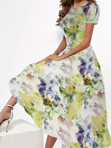 Women's Fashion 3D Printing Summer Slim Fit Dress