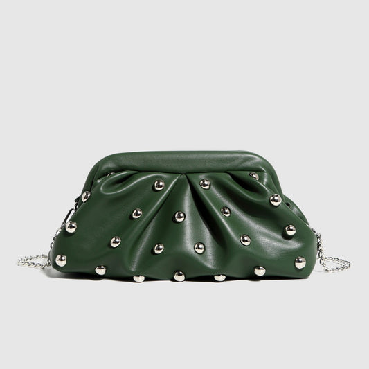 Pleated Dumpling Bag Rivet Chain Shoulder Messenger Bag