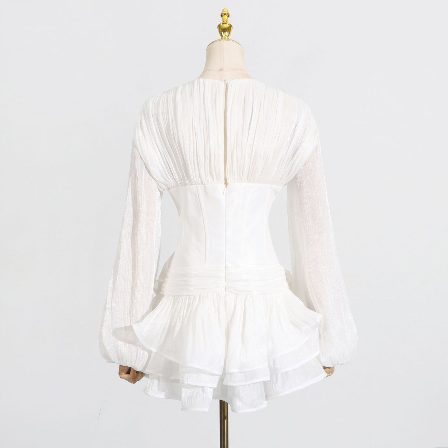 Spring New Fishbone Slim-fit Wooden Ear Stitching Design Solid Color Skirt